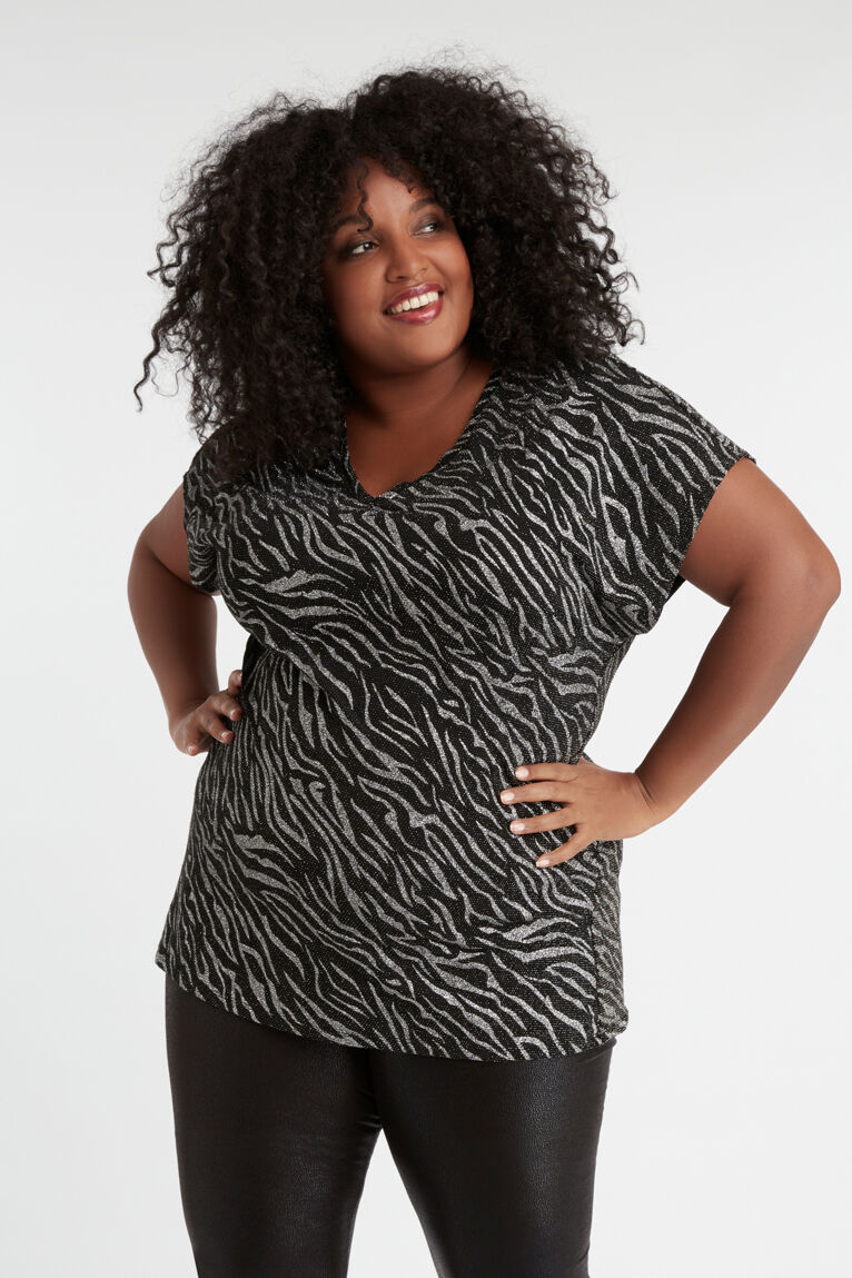 Lang T-shirt met glitter print image number 5