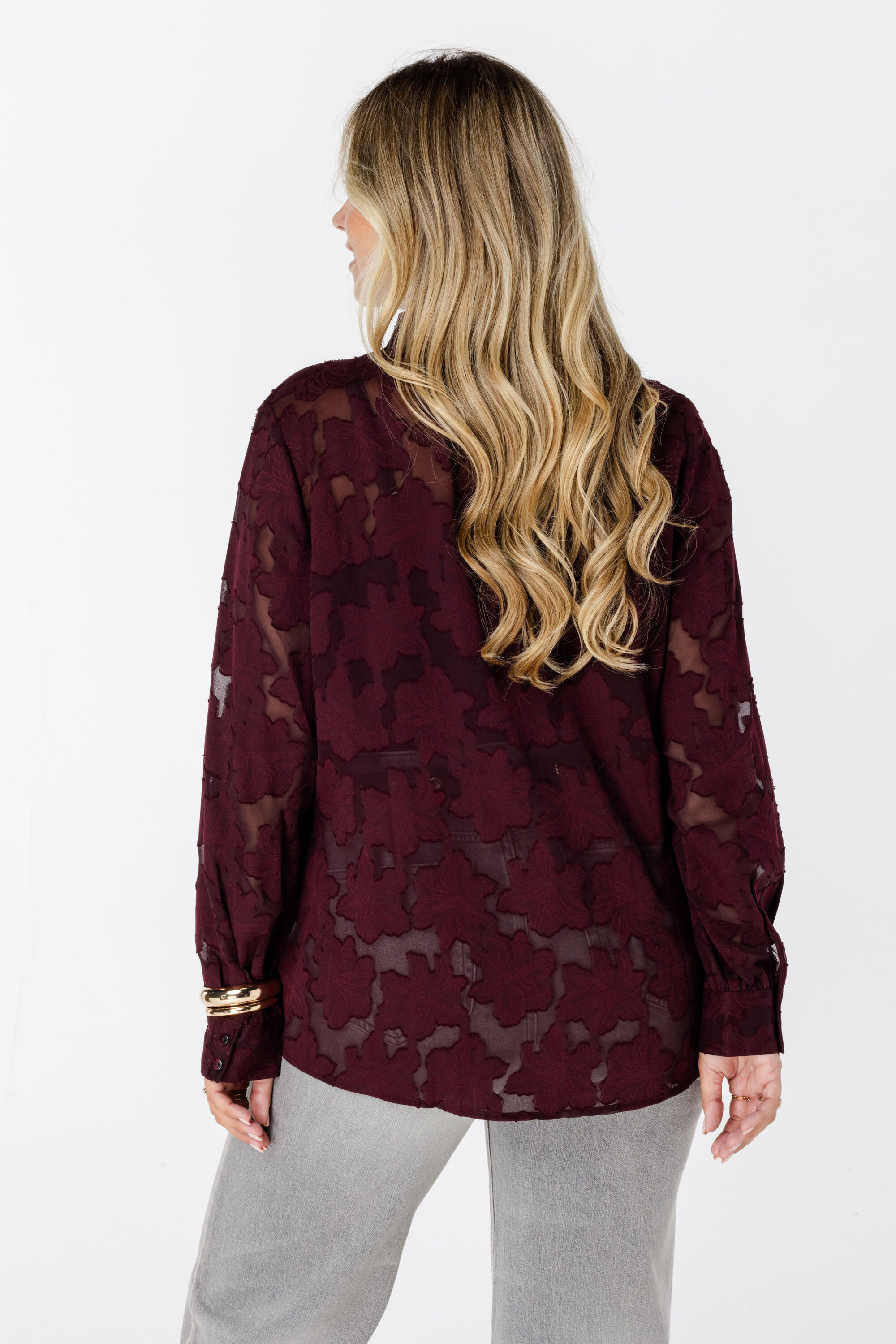 Sheer blouse met bloemen structuur image number 3