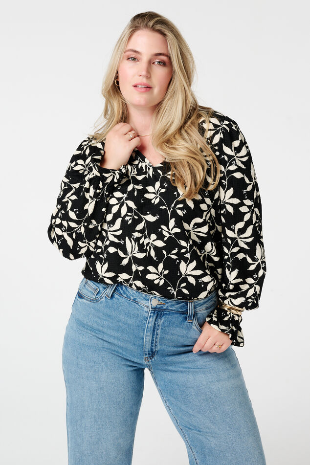 Top met print en stuctuur image number 0