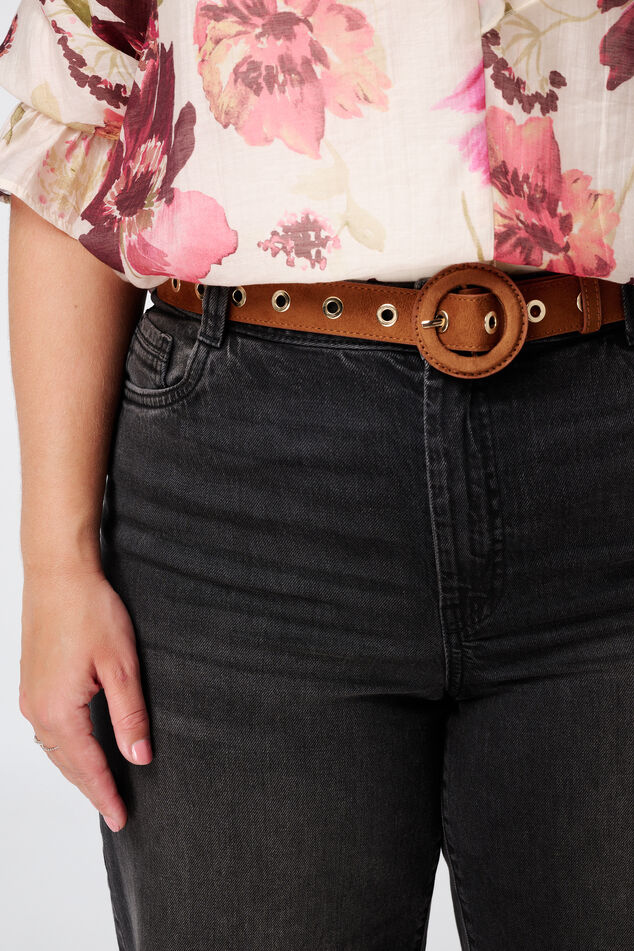Suèdelook riem met ronde gesp image number 2