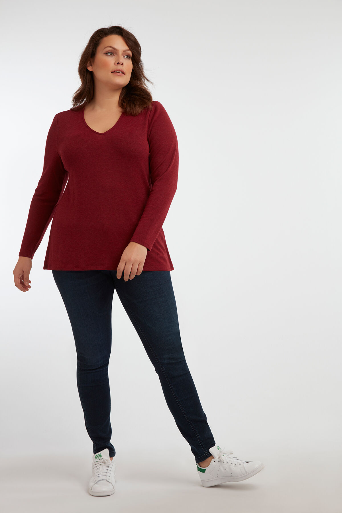 T-shirt met V-hals image number 3