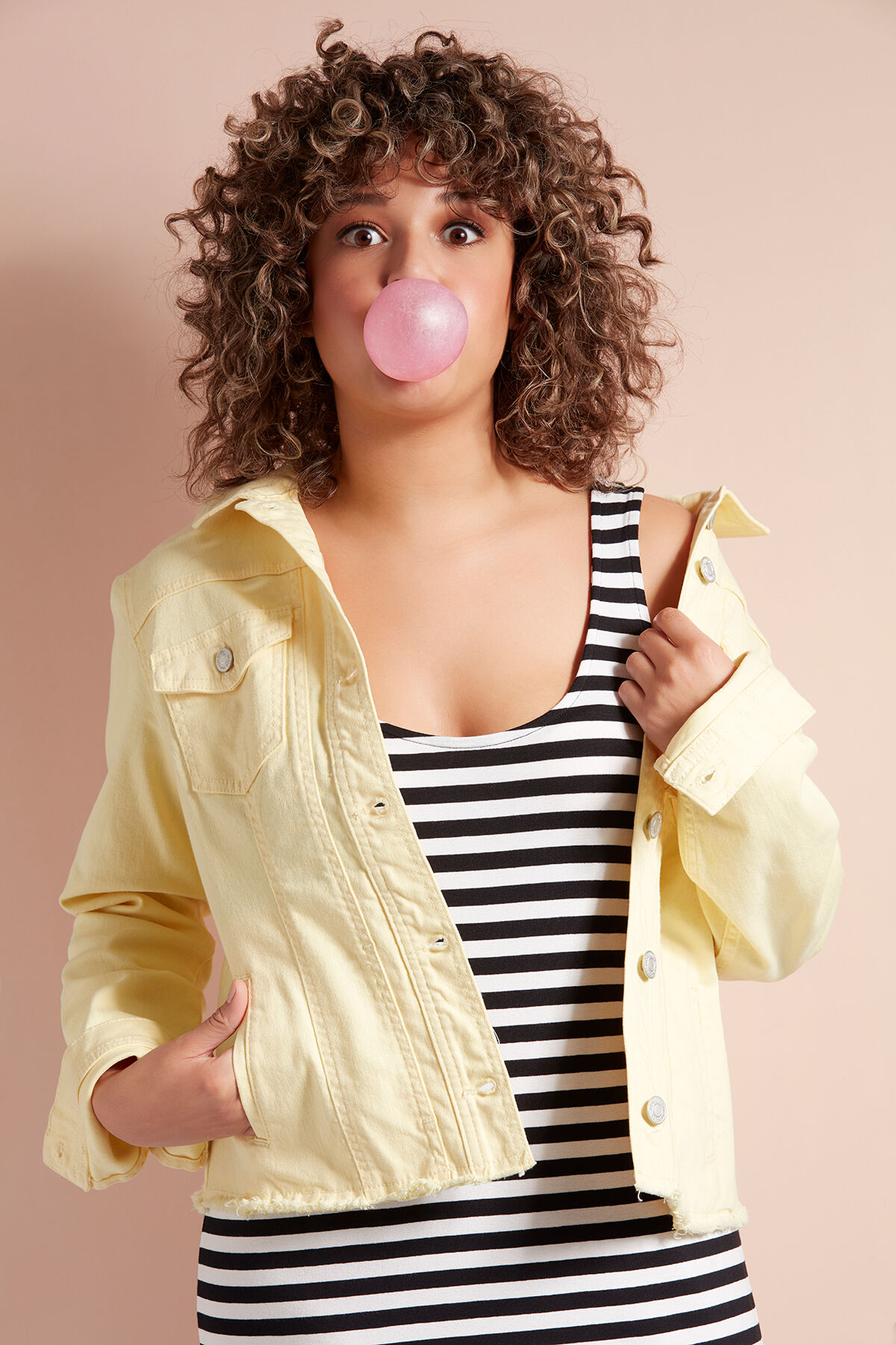 Gestreepte mouwloze jurk image number 7