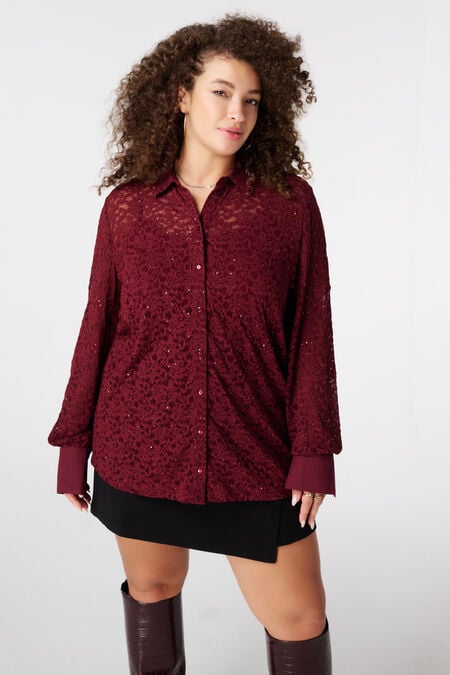 Jersey top met kant en pailetten Jersey top met kant en pailetten