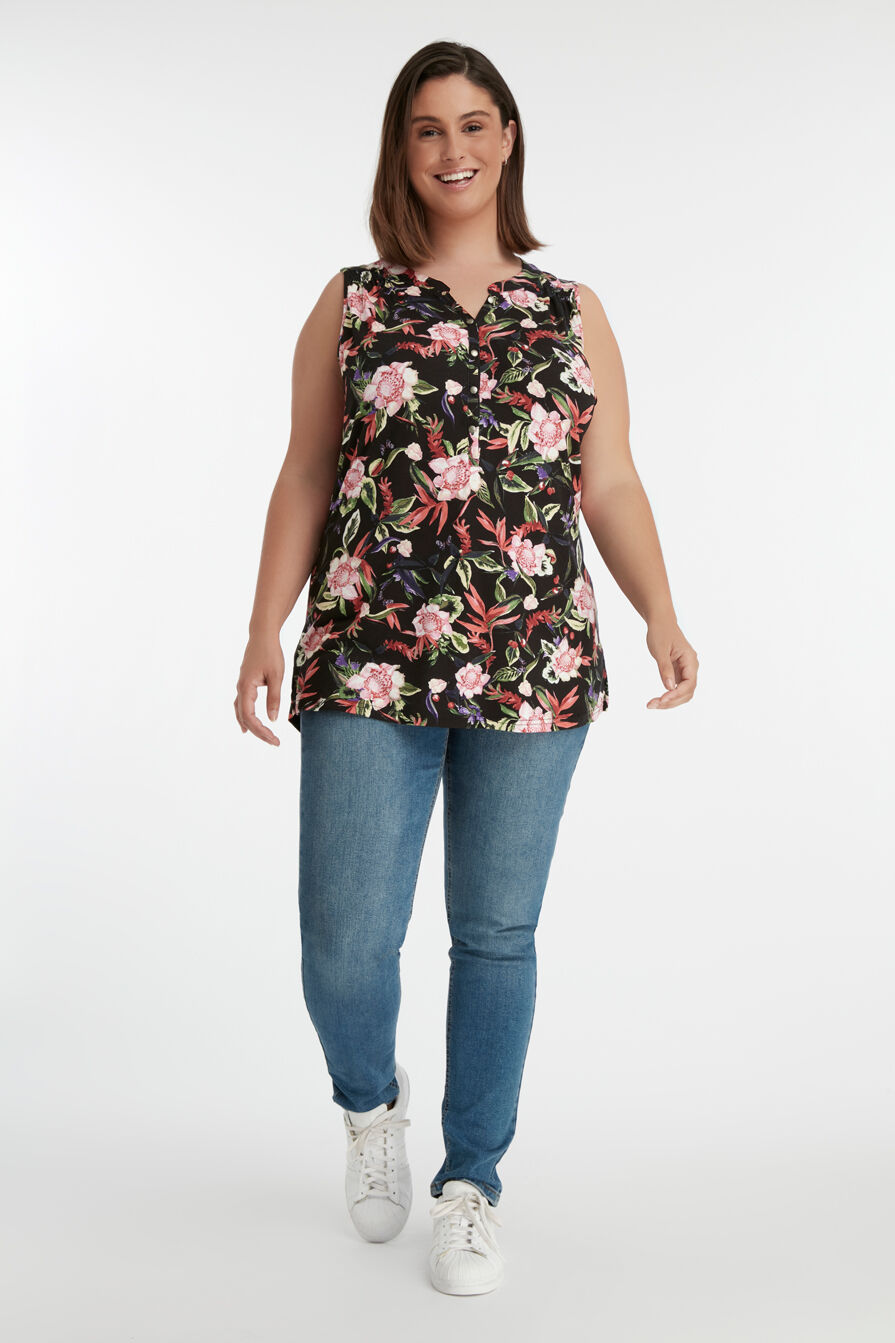 Mouwloze top met bloemenprint image number 5