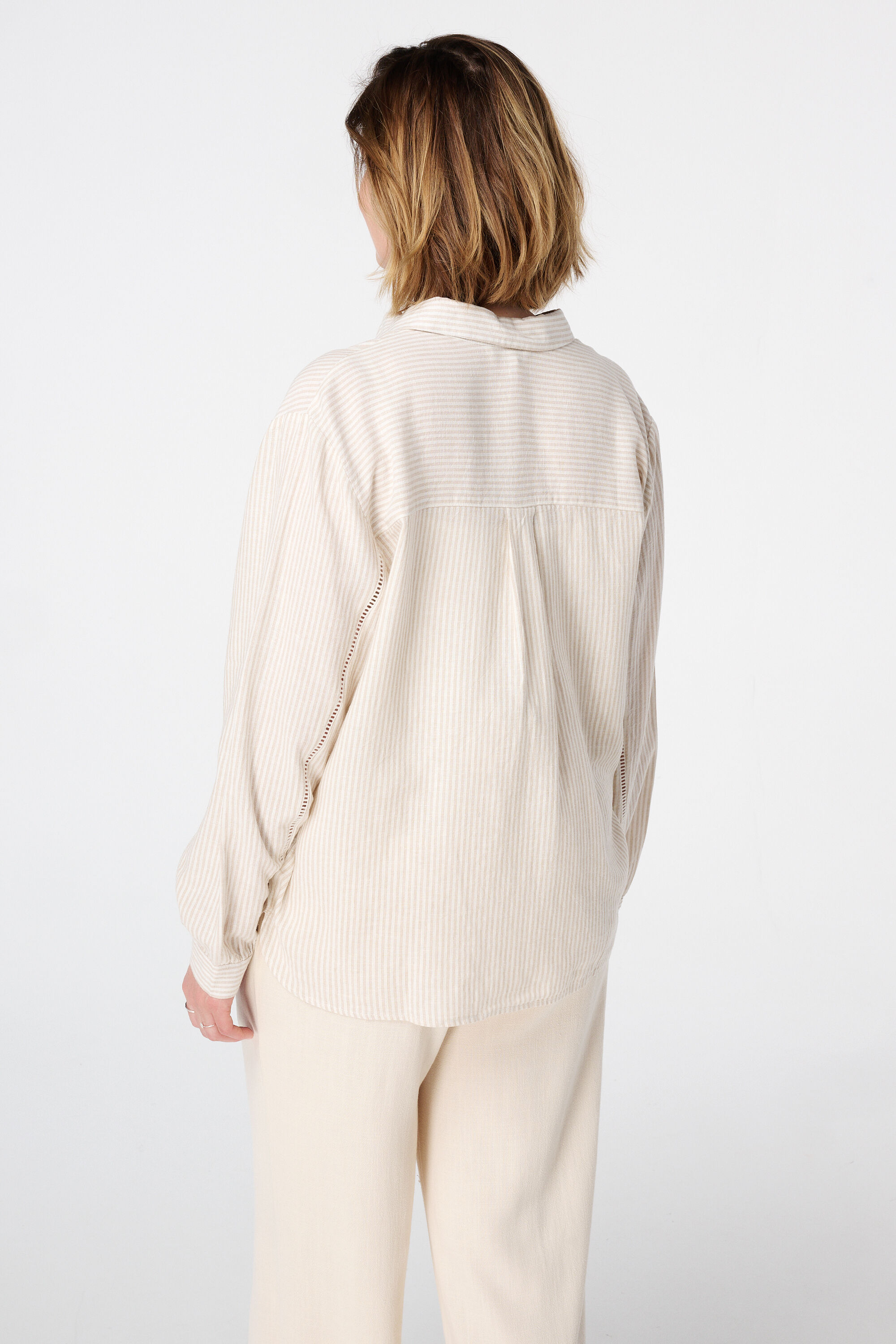 Linnen blouse met streeppatroon image number 3