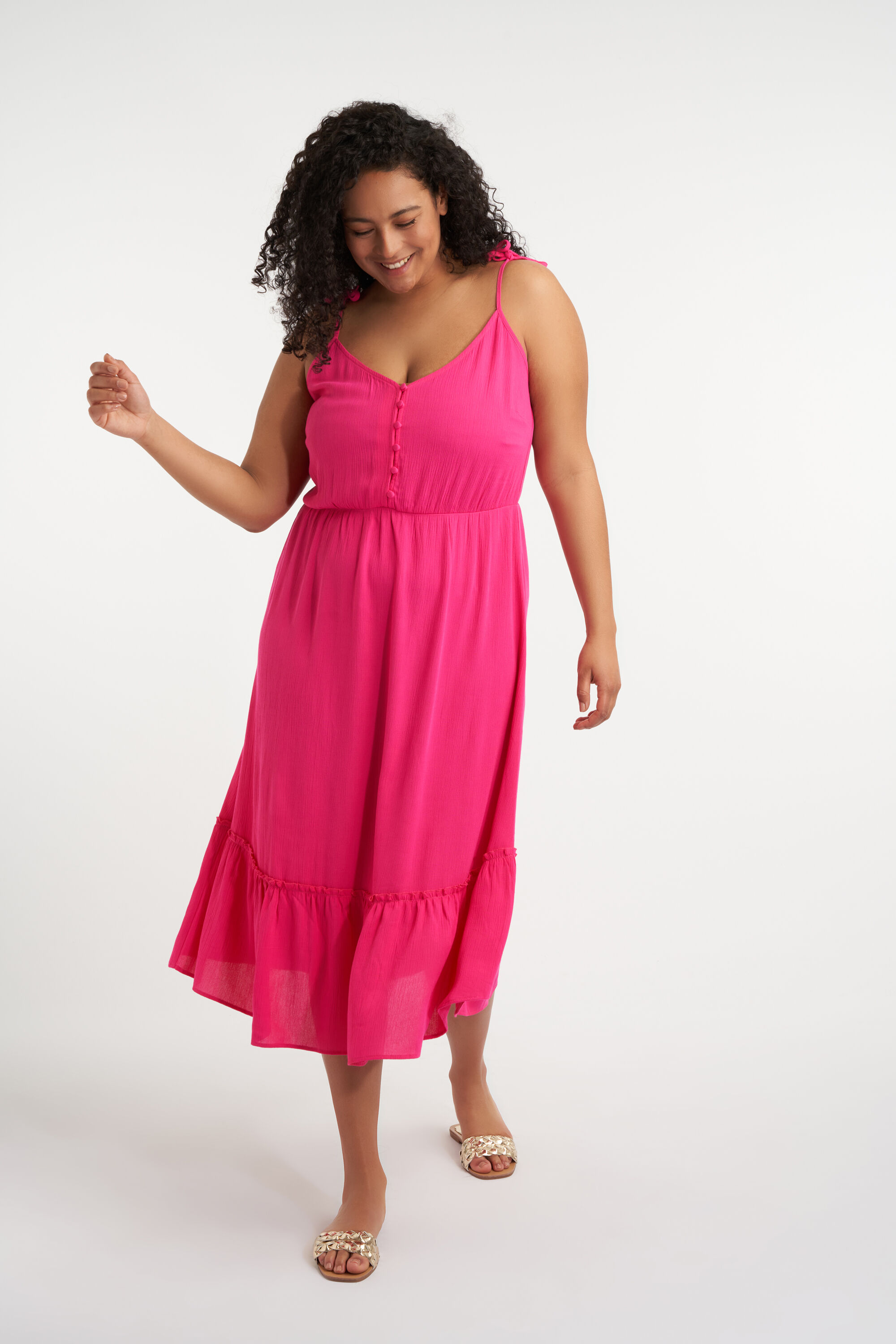 Midi jurk met strikbandjes  image number 4