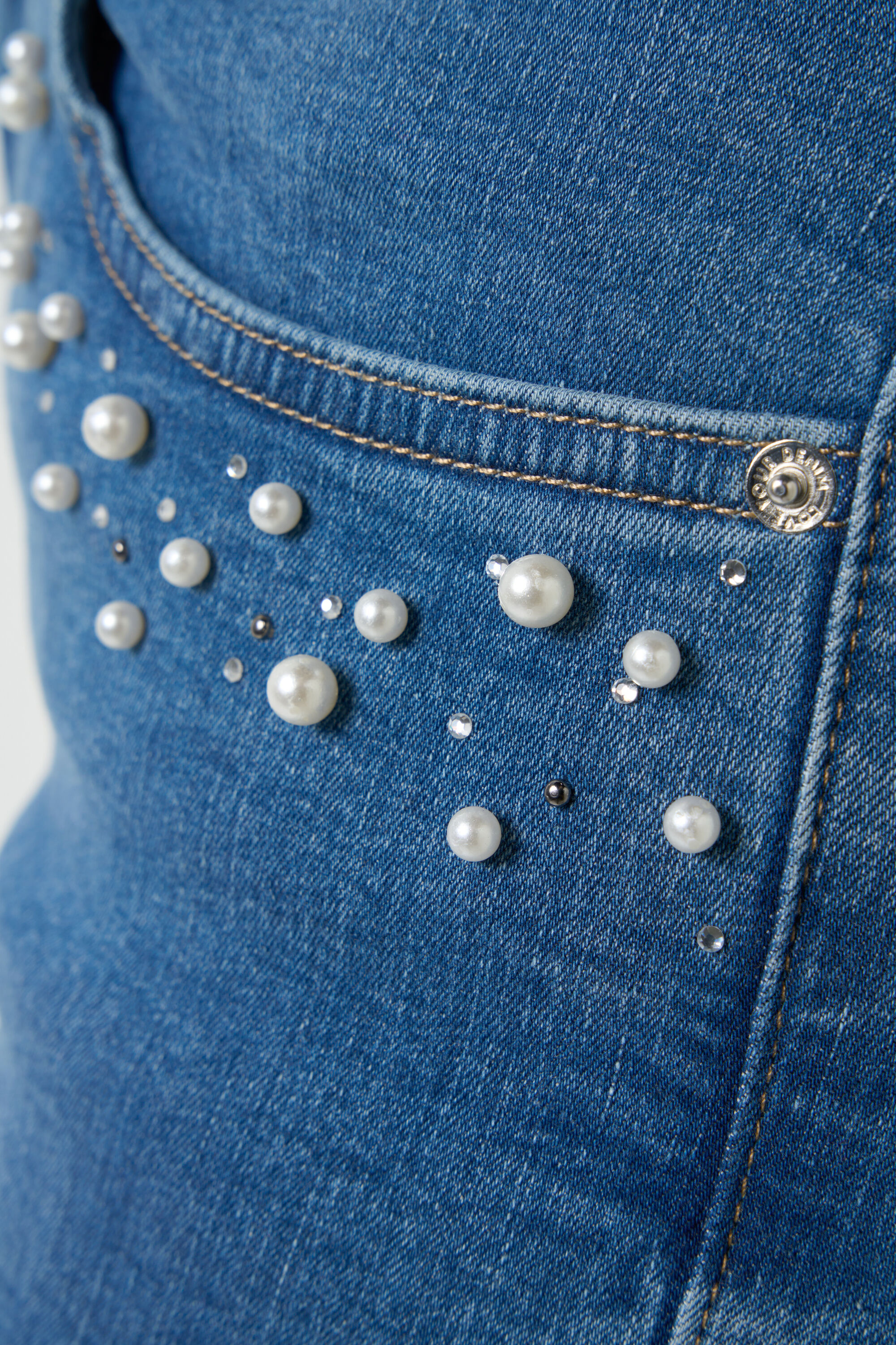 Slim jeans met parels image number 5