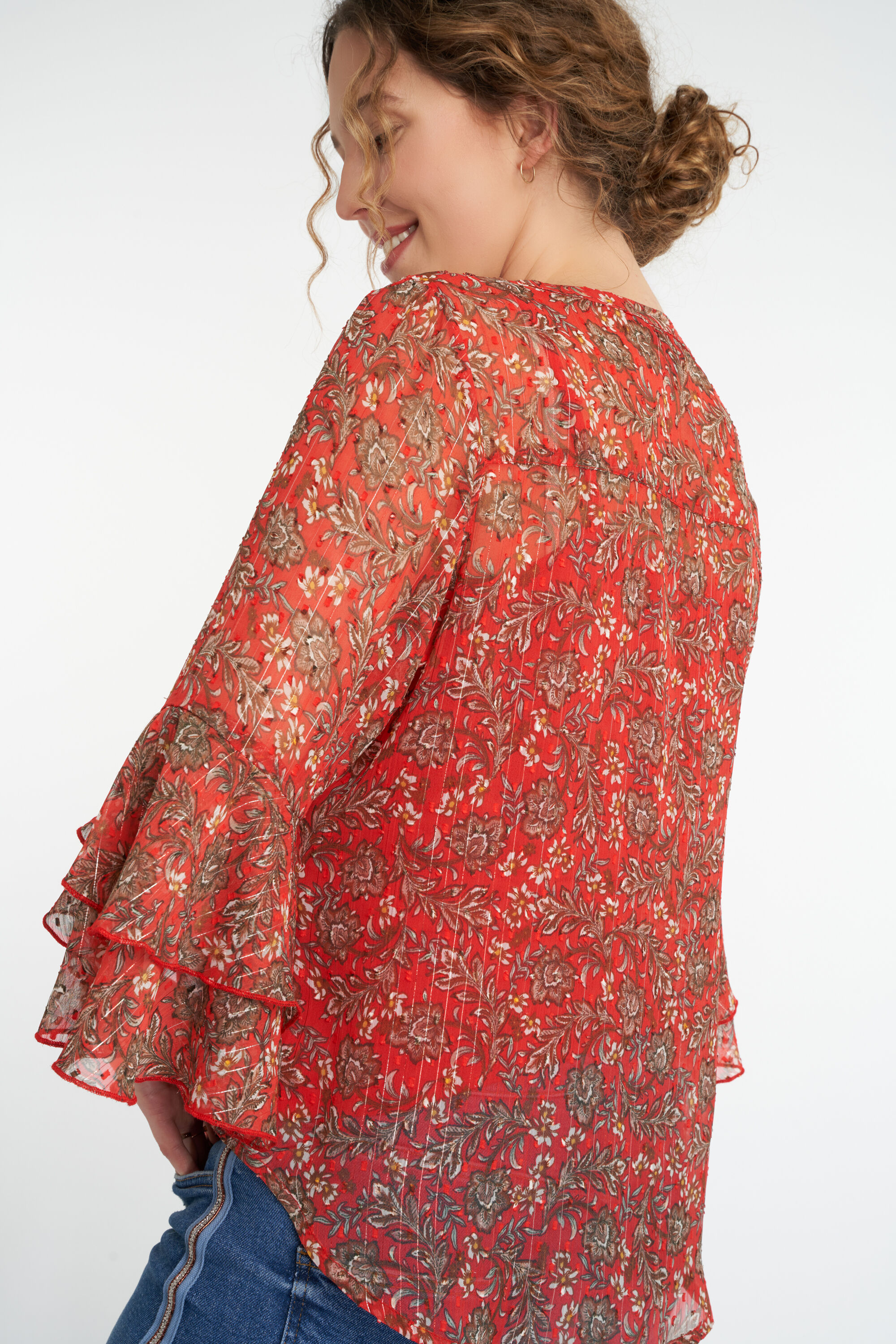 Bloemenblouse met volants image number 5