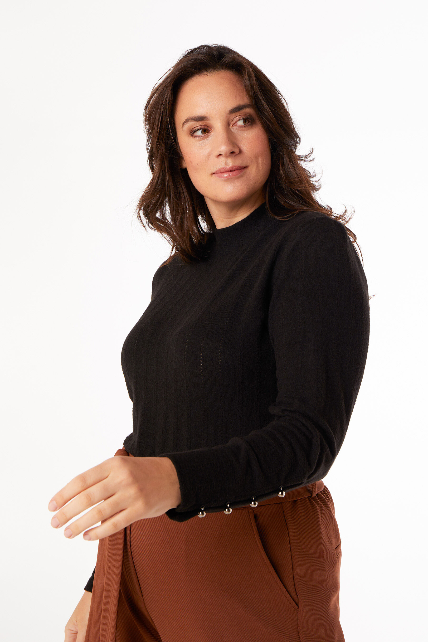 Geribde top met hoge hals image number 5