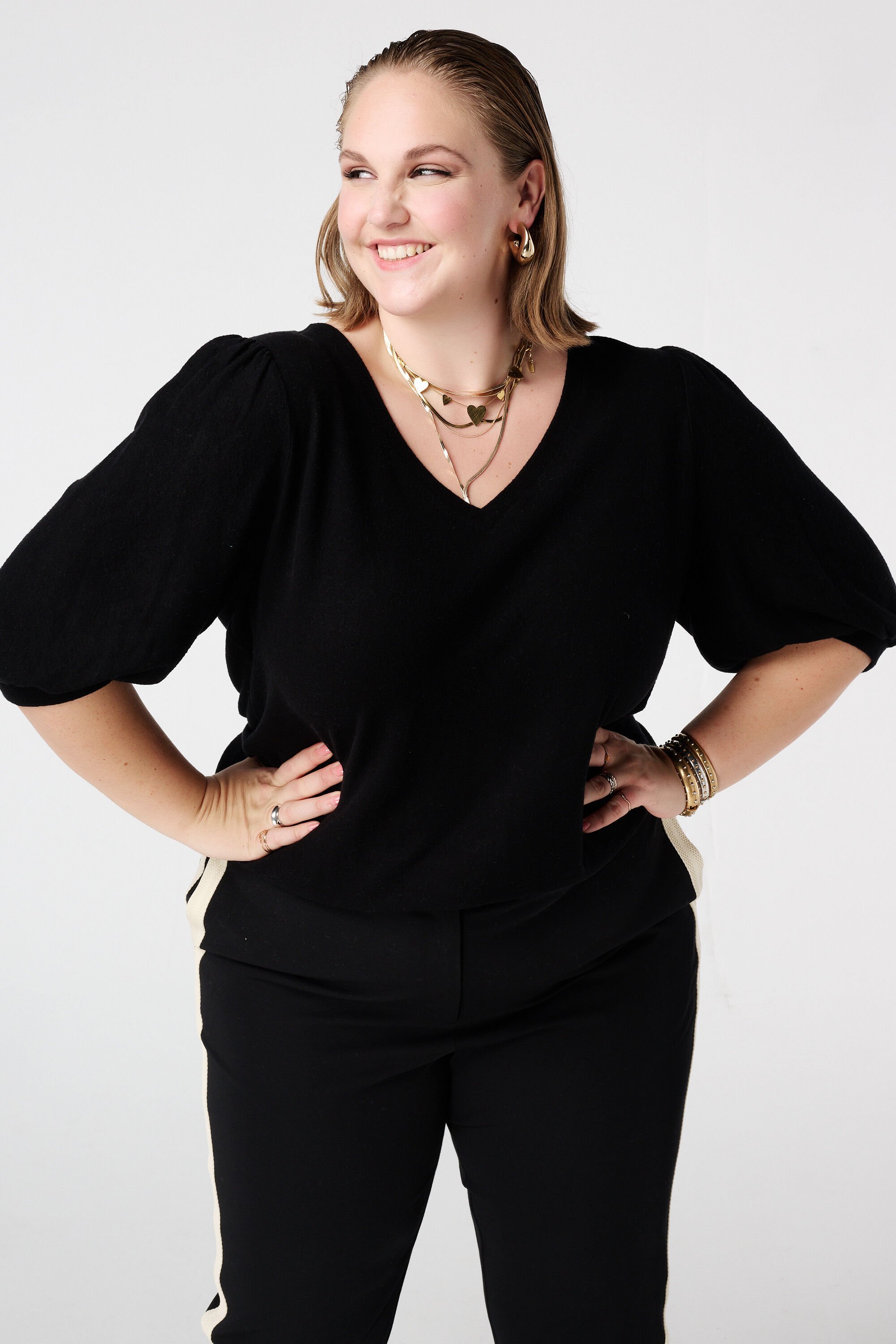 Top met korte ballonmouw