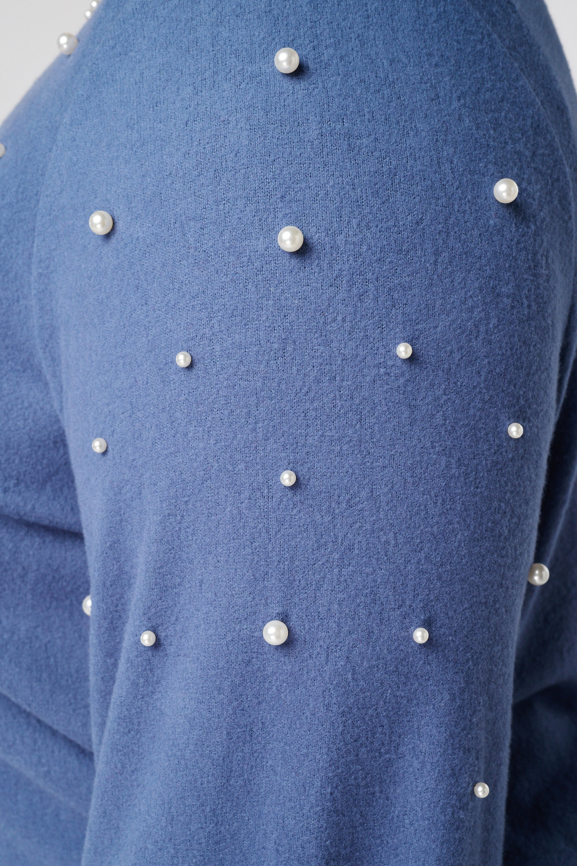 Brushed trui met parel opdruk image number 6