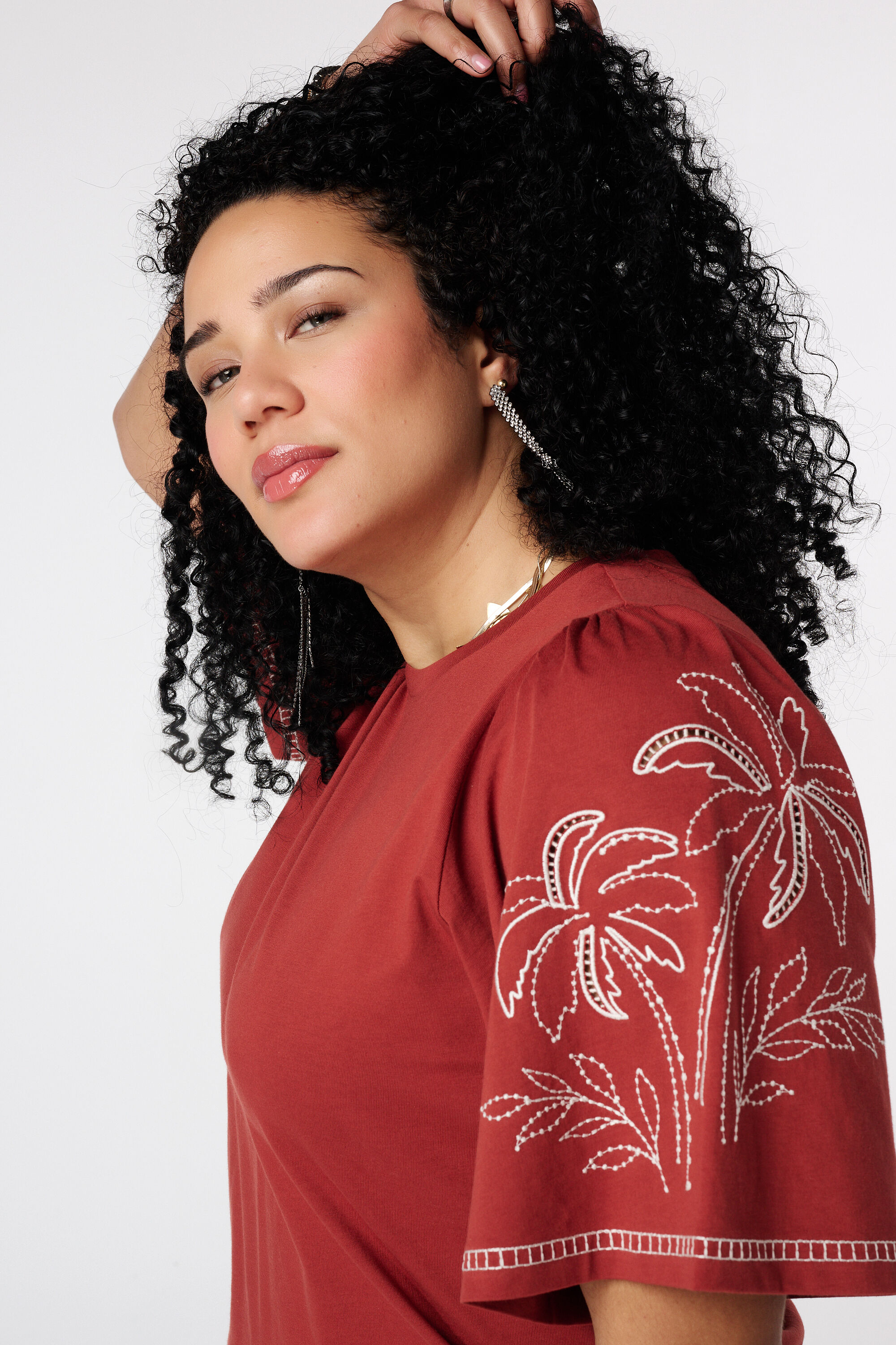 T-shirt met broderie image number 4