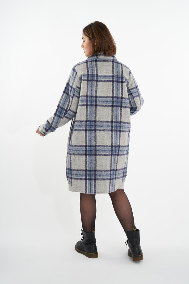 Lange geruite shacket  image number 4