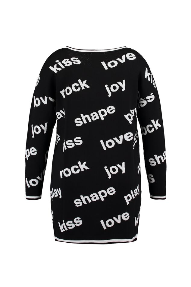 Gebreide sweater jurk met tekst image number 2