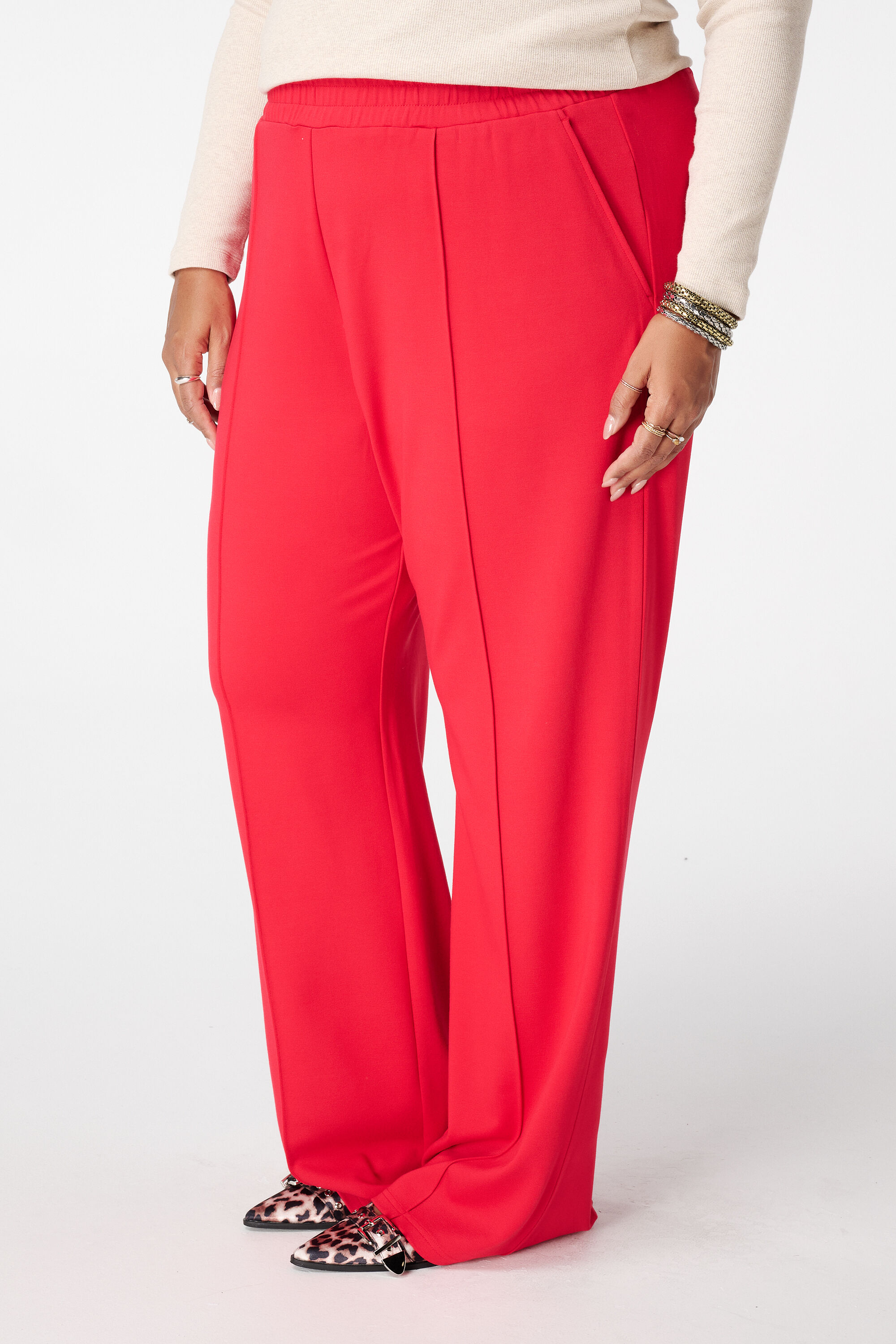 Wide leg pantalon met siernaden image number 5