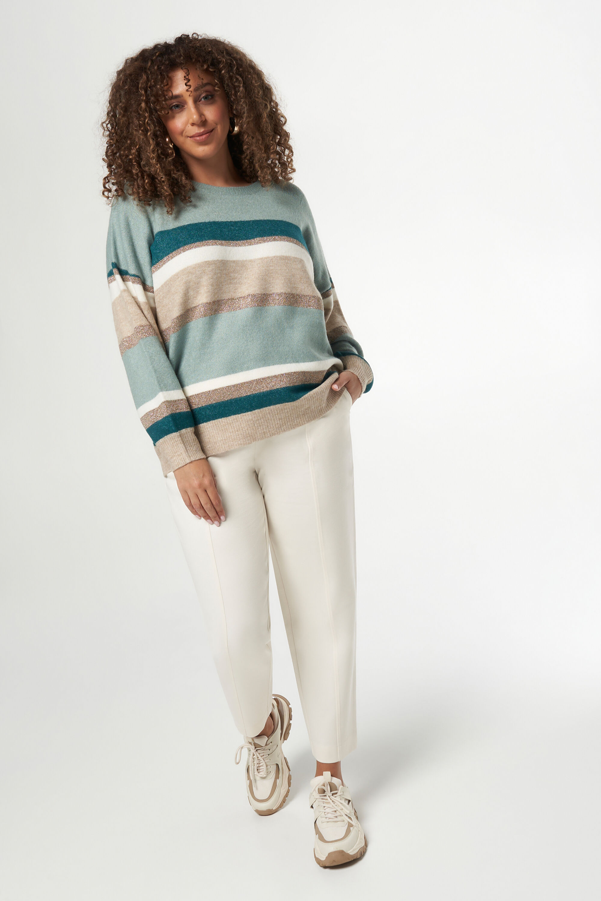 Gestreepte trui met glitter image number 5