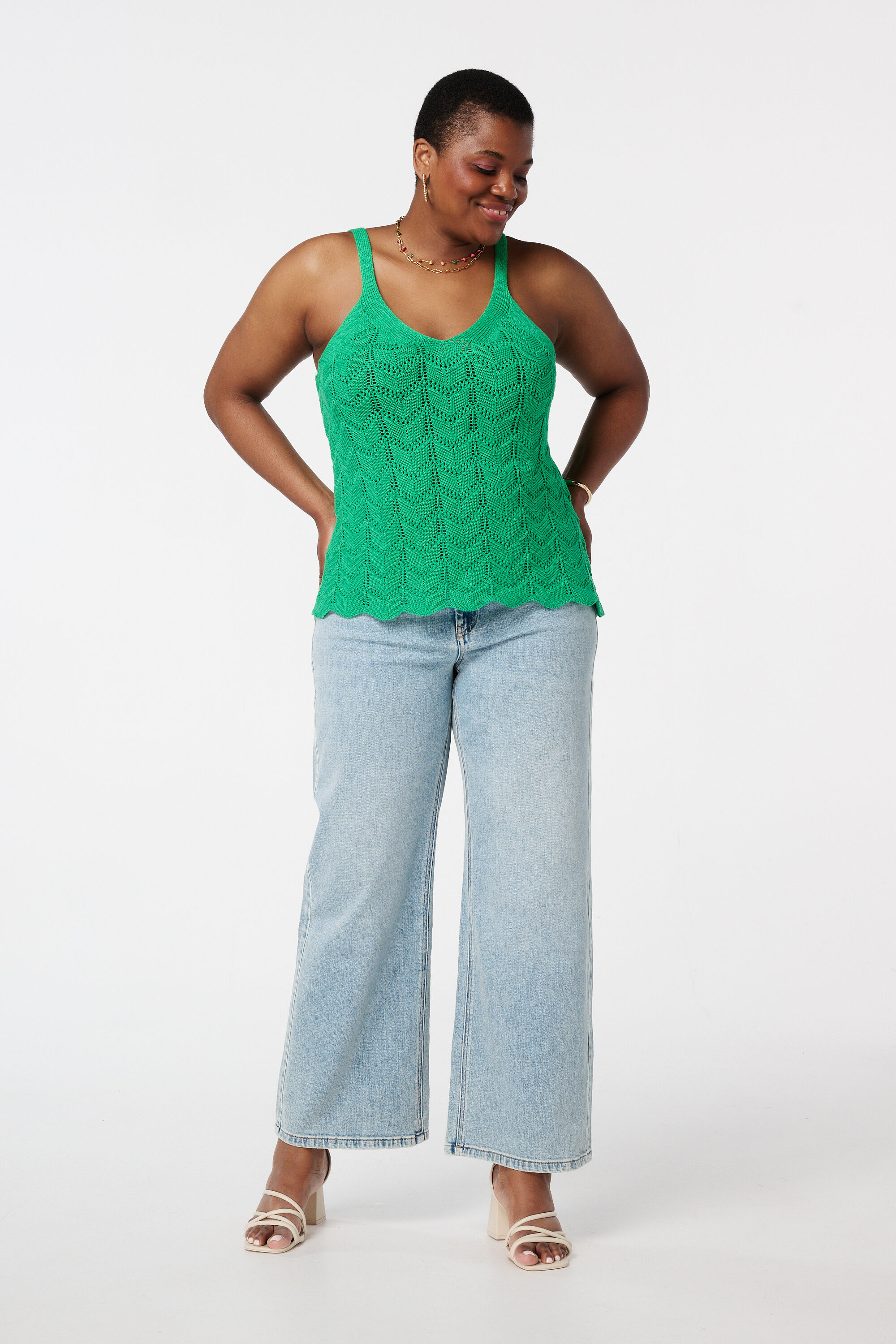 Gehaakte top met v-hals image number 5