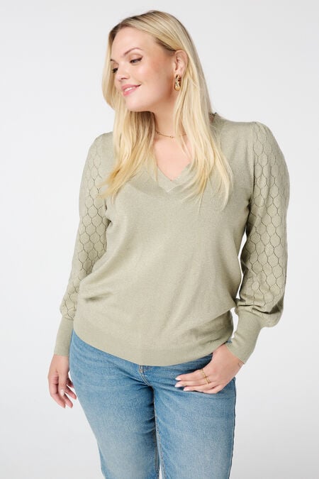 Trui met lurex en details op de mouwen Trui met lurex en details op de mouwen