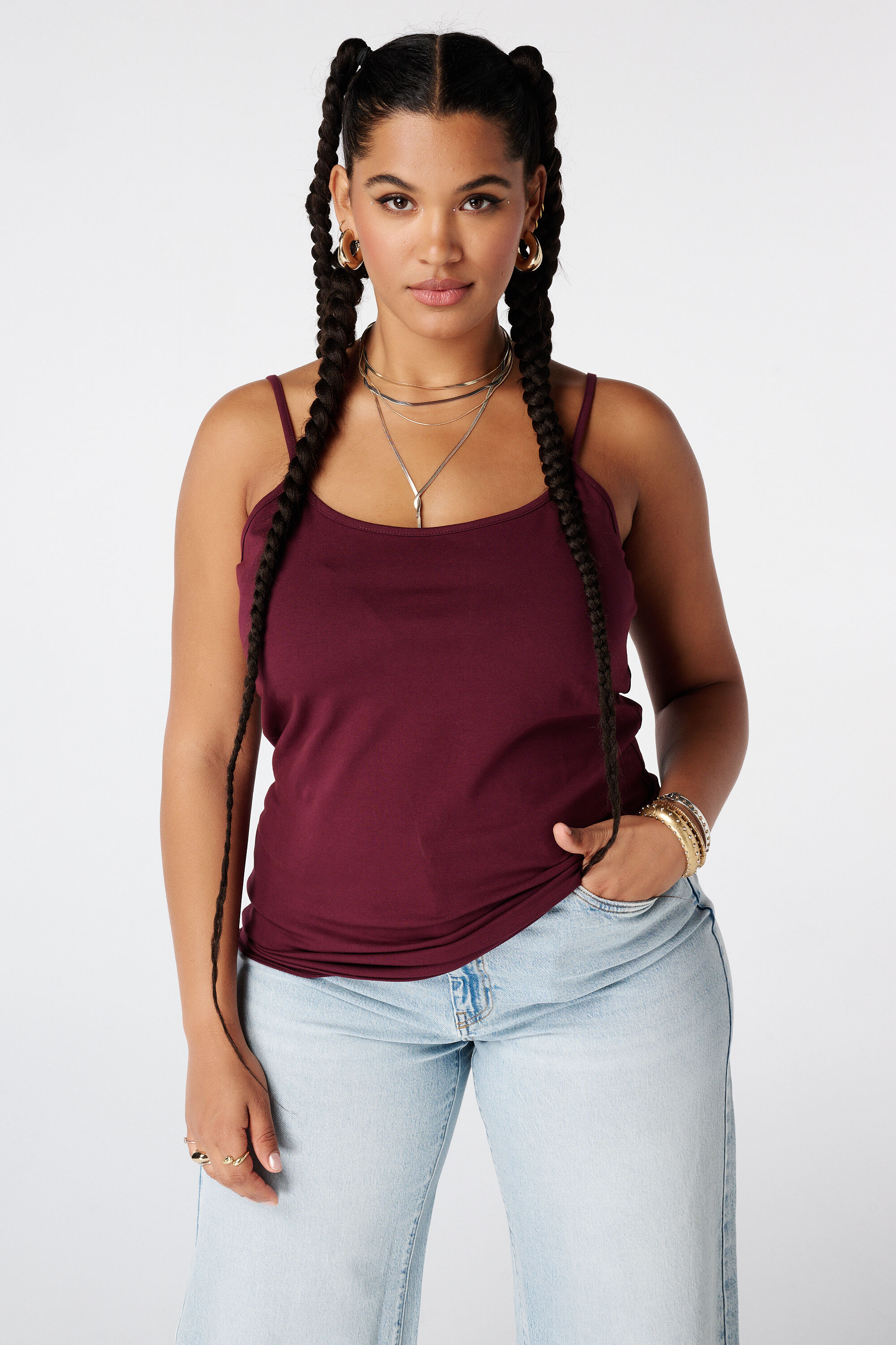 Spaghetti top met stretch