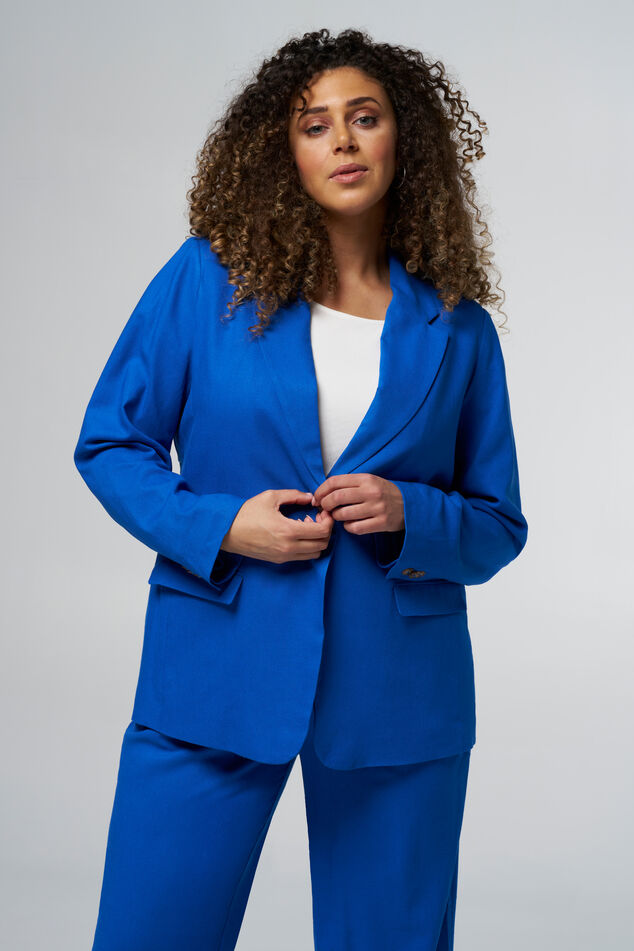 Rechtvallende blazer met linnen image number 0