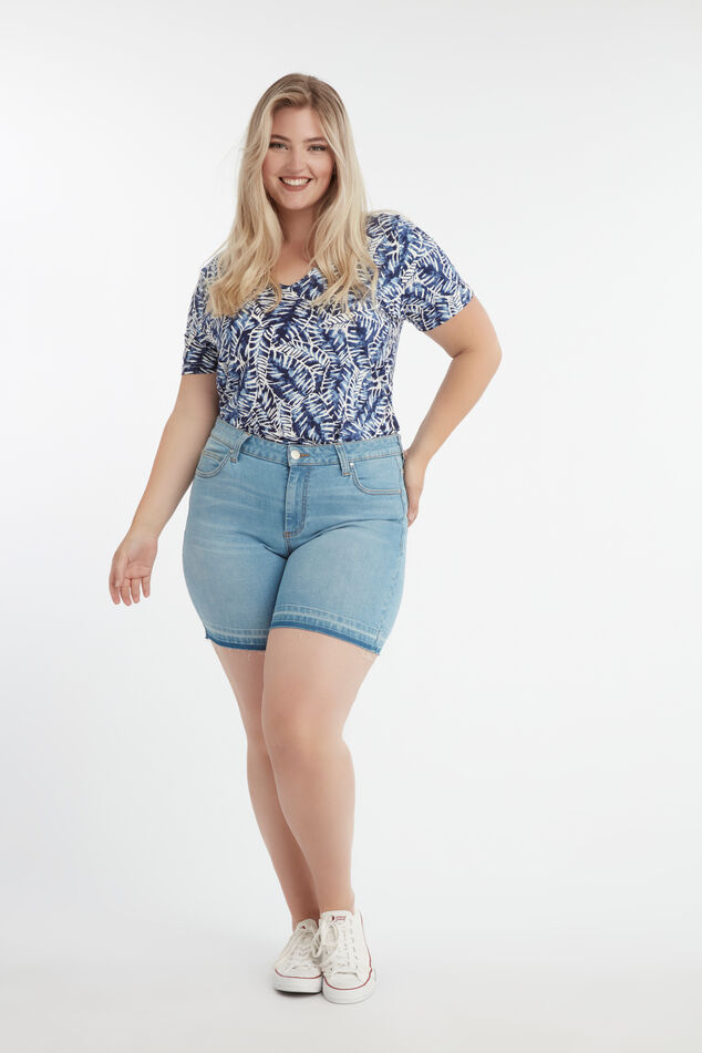 Denim short met rafelrandje image number 0