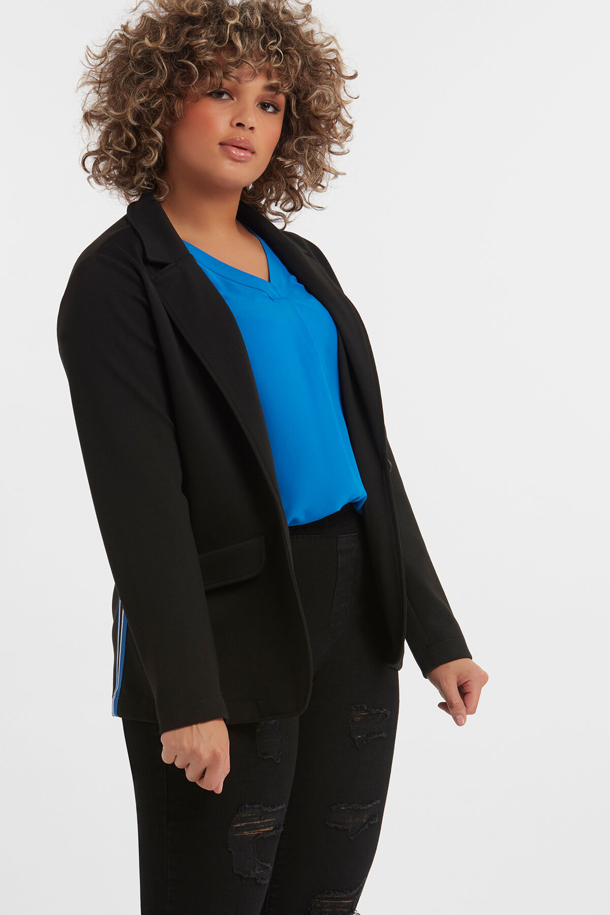 Blazer met gestreepte bies image number 3