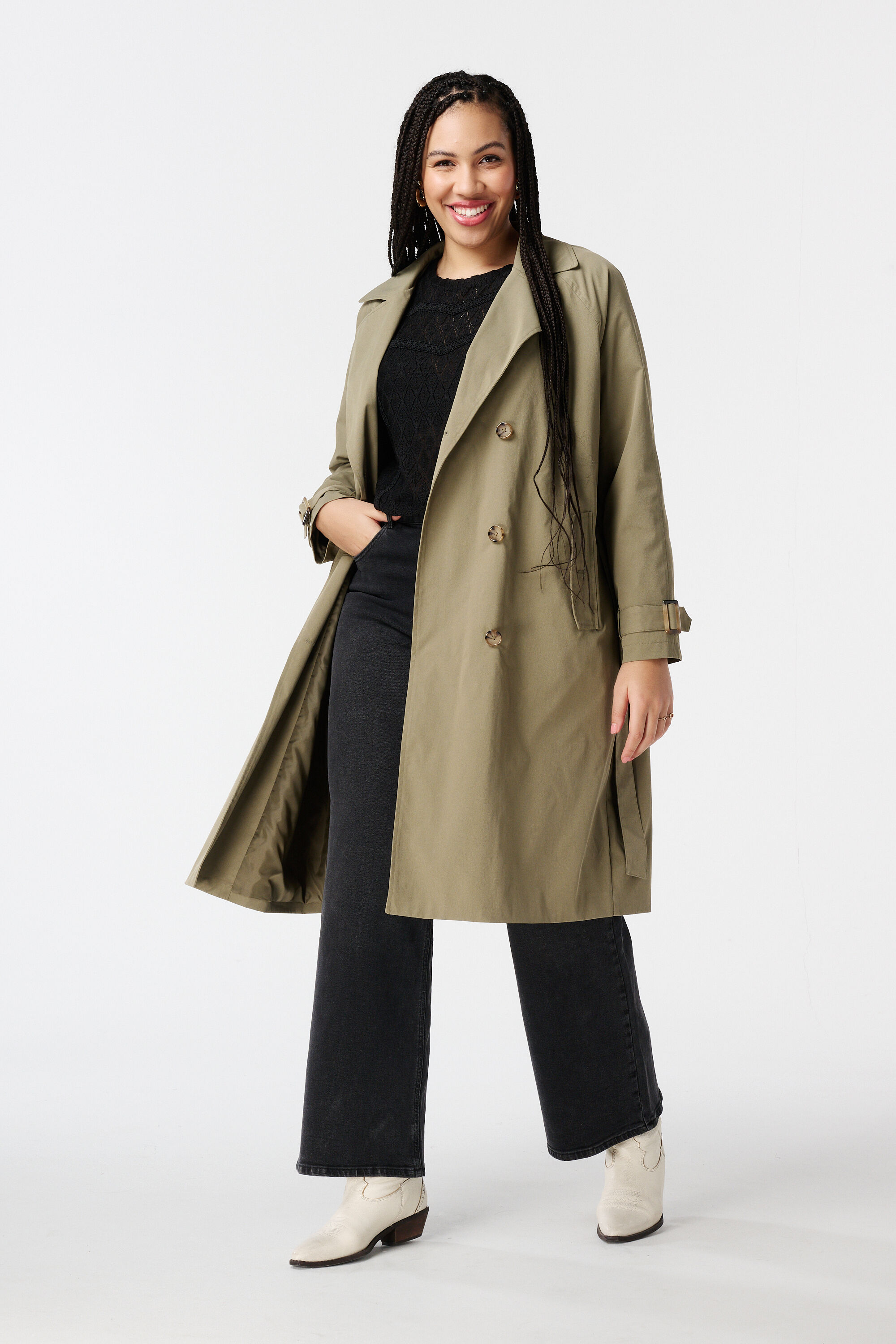 Trenchcoat met tortoise details image number 5