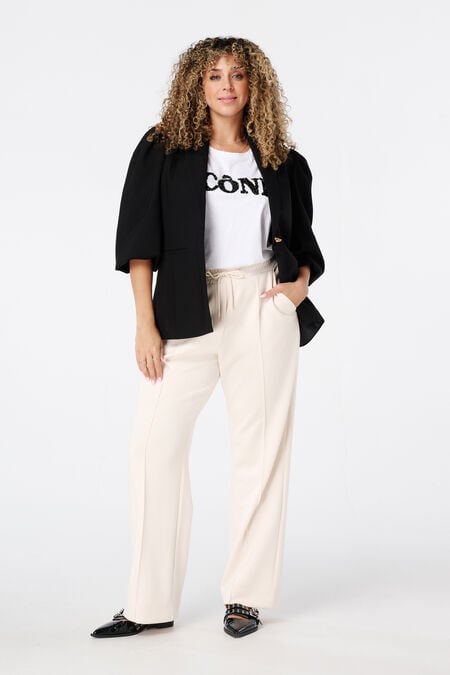 Broek met elastische taille en siernaad Broek met elastische taille en siernaad