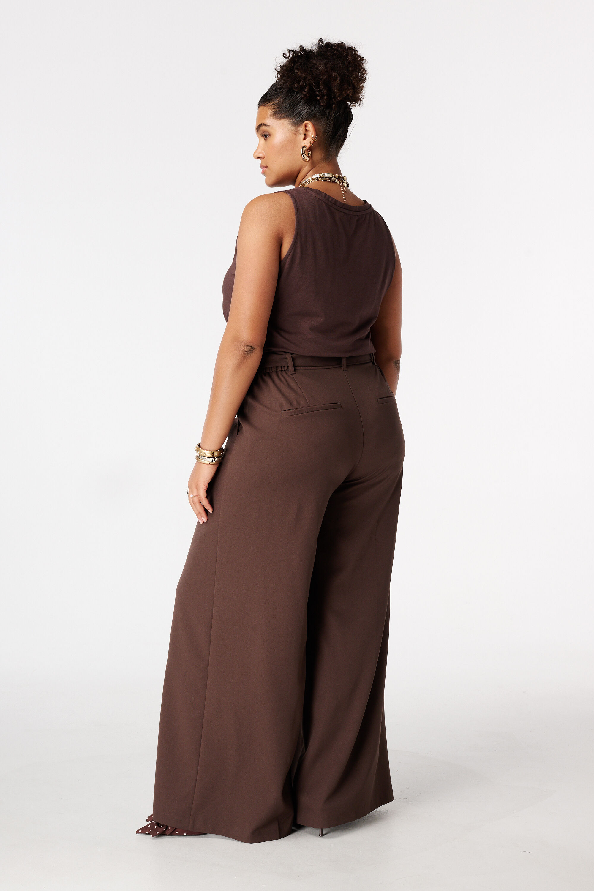 Wide leg broek met ceintuur image number 3