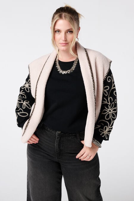 Teddy gilet met sierstiksels Teddy gilet met sierstiksels