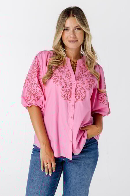 Blouse met pofmouw Blouse met pofmouw