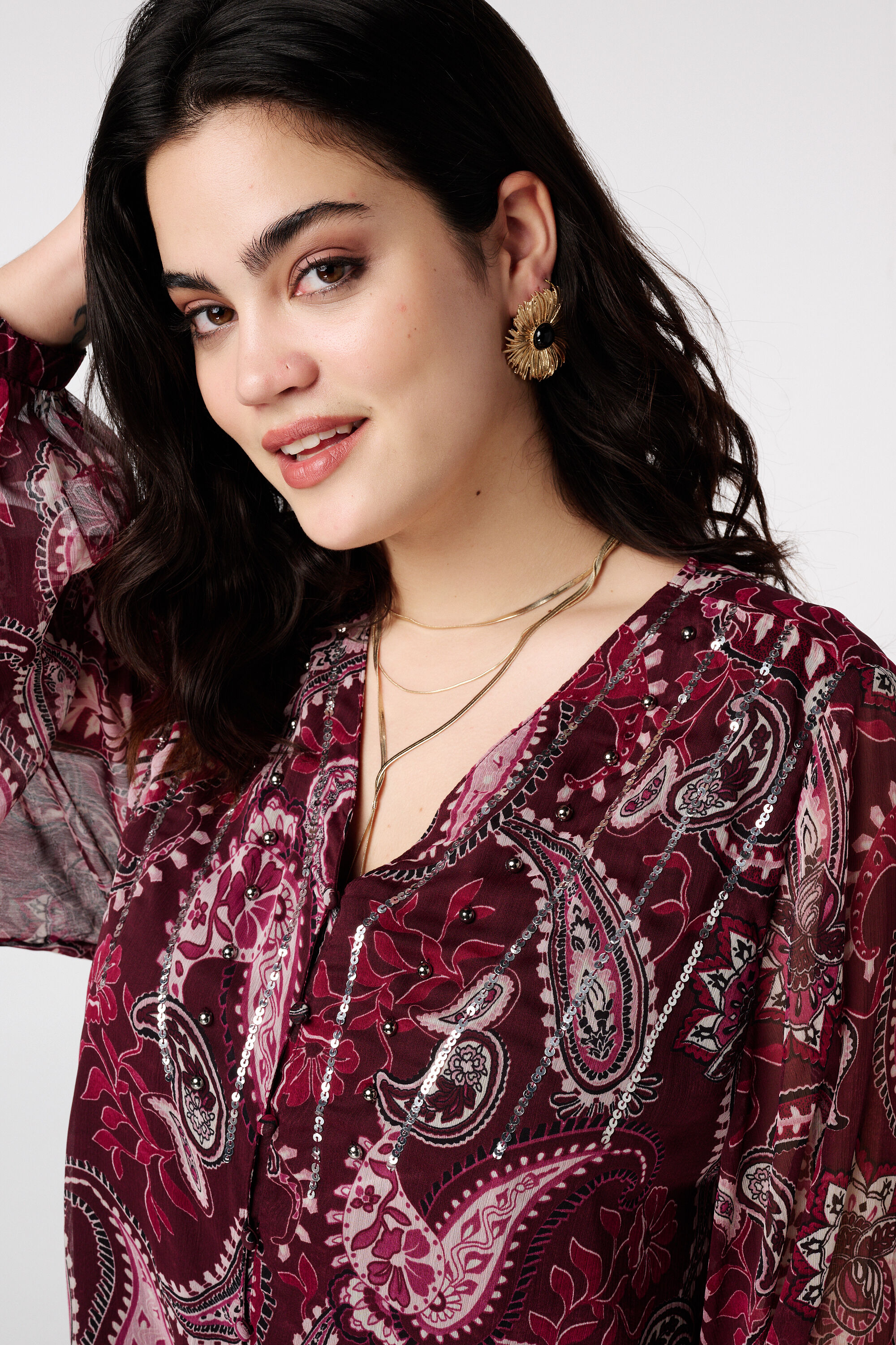 Sheer blouse met paisley print image number 4