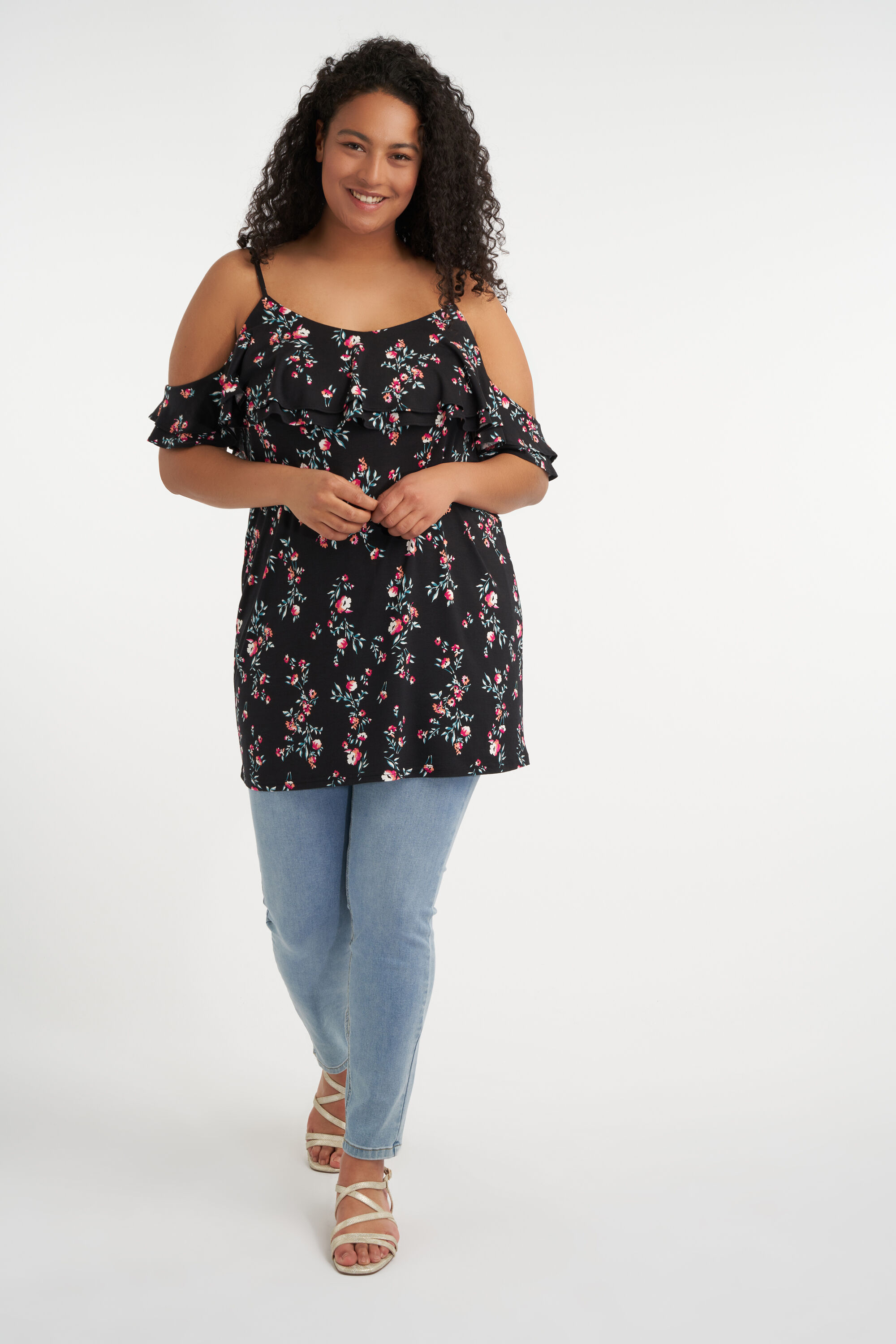 Cold shoulder top met volant image number 5