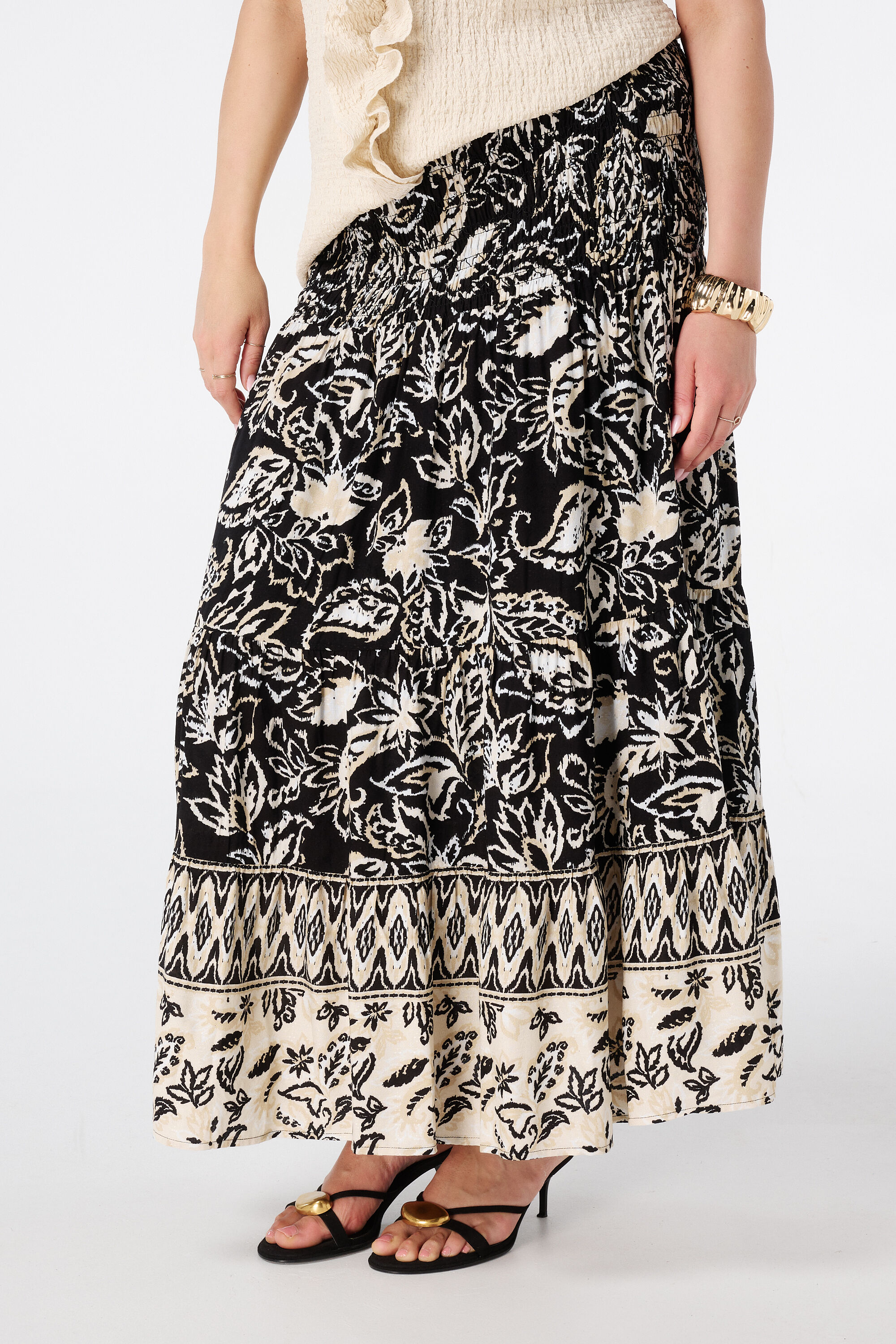 Rok met gesmokte tailleband image number 5