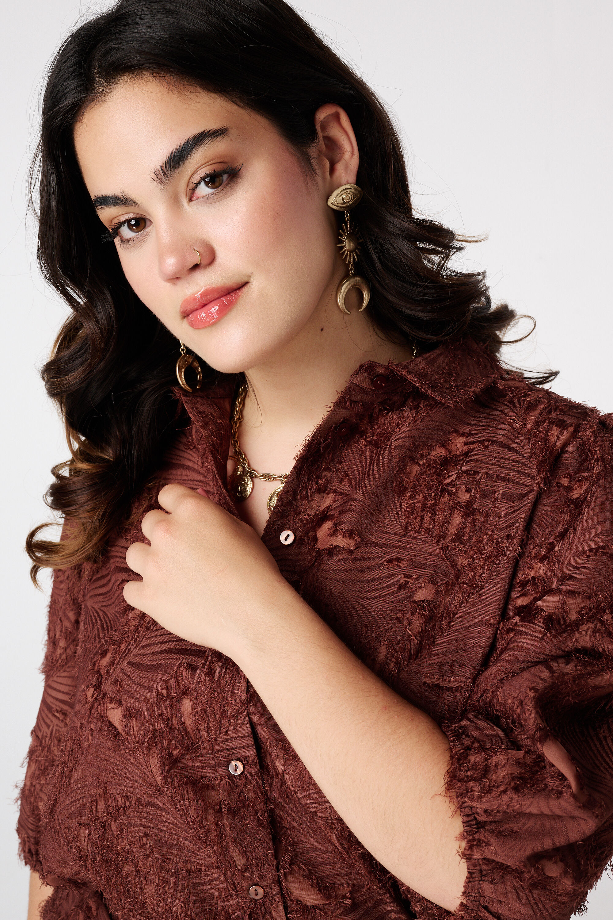 Blouse met structuur en ballonmouwen image number 4