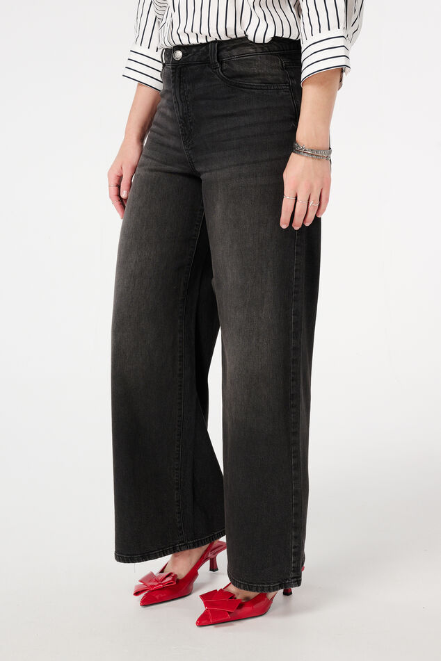 Wide leg jeans met hoge taille image number 5