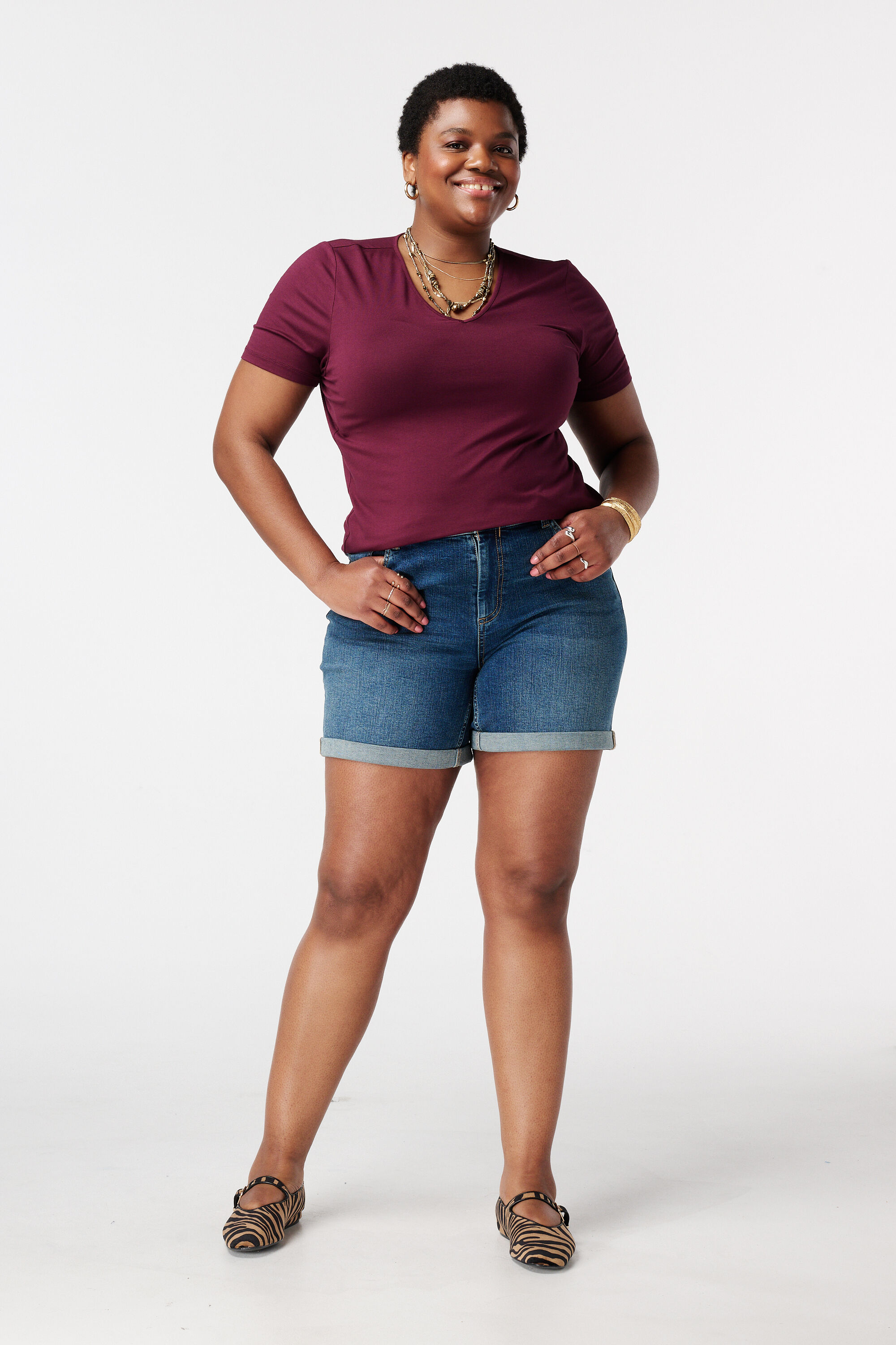 T-shirt met V-hals image number 5