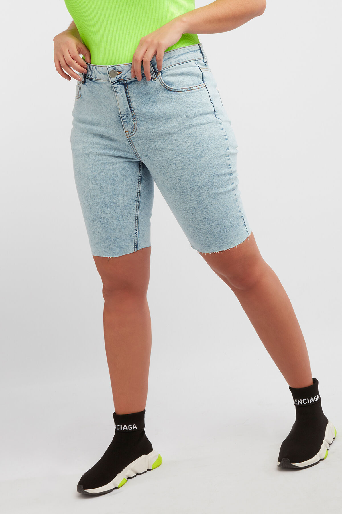Denim biker short image number 3
