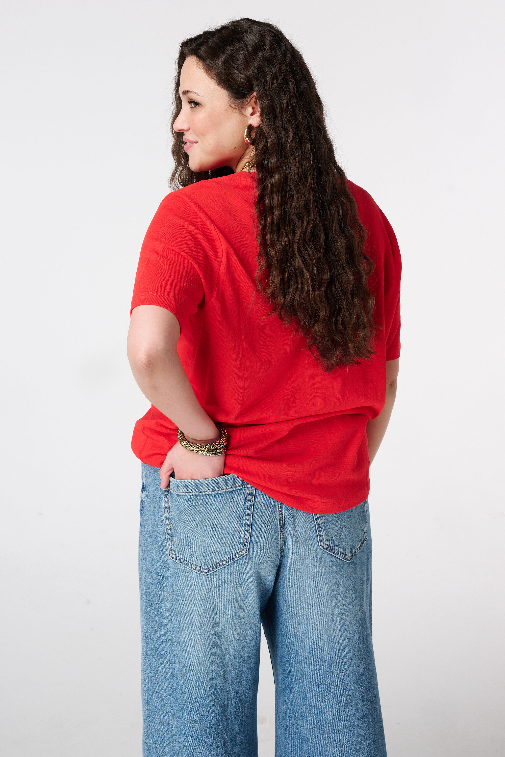 T-shirt met 3D bloemen image number 3