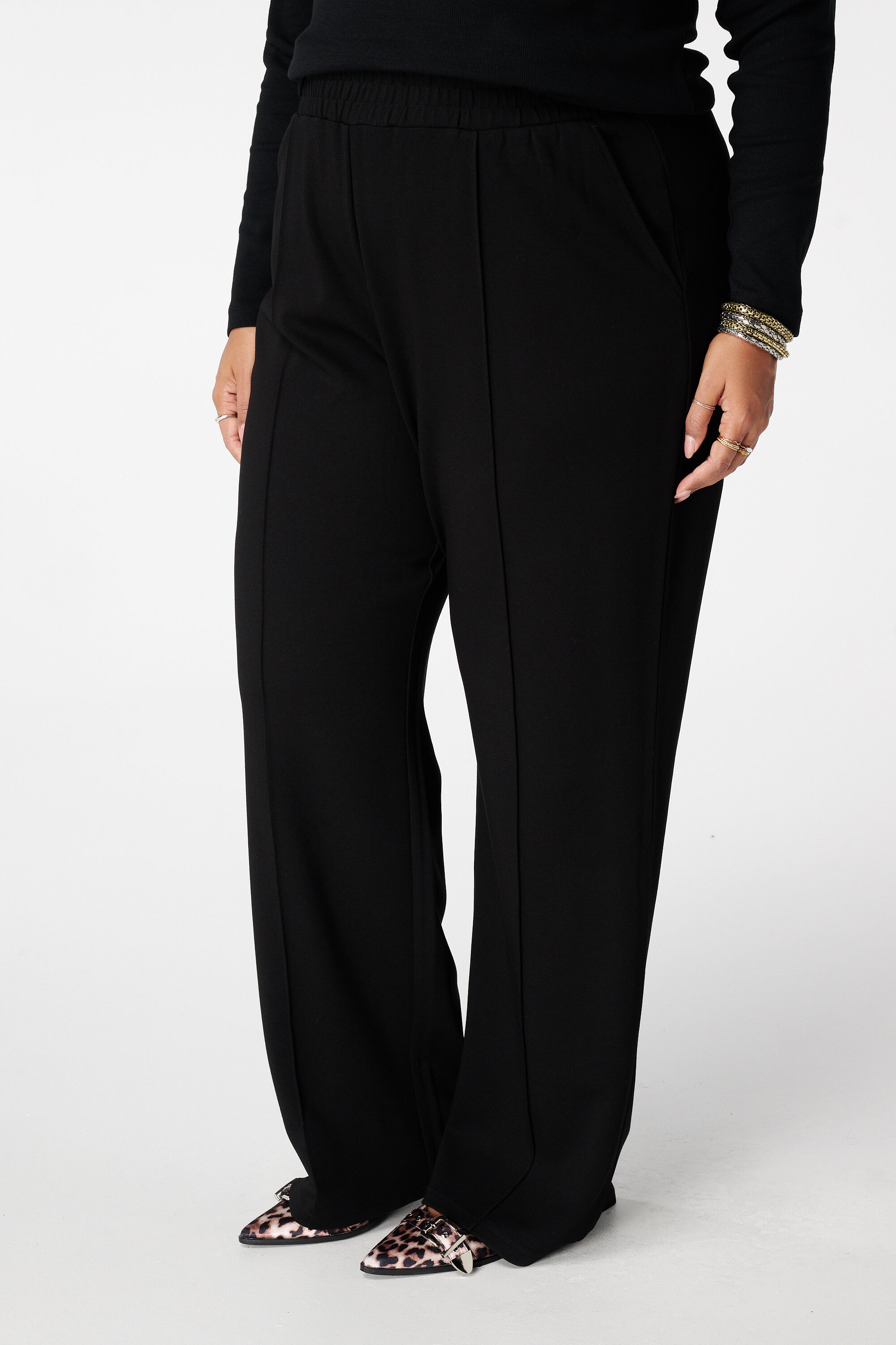 Wide leg pantalon met siernaden image number 5