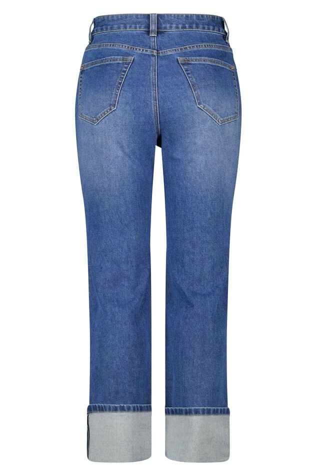 Wide leg jeans met omslag image number 2