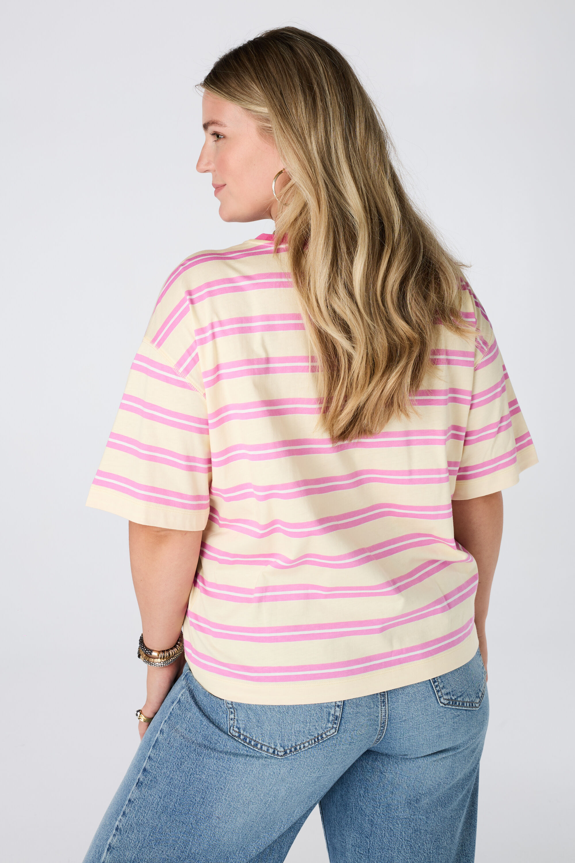 Gestreept t-shirt met tekst image number 1
