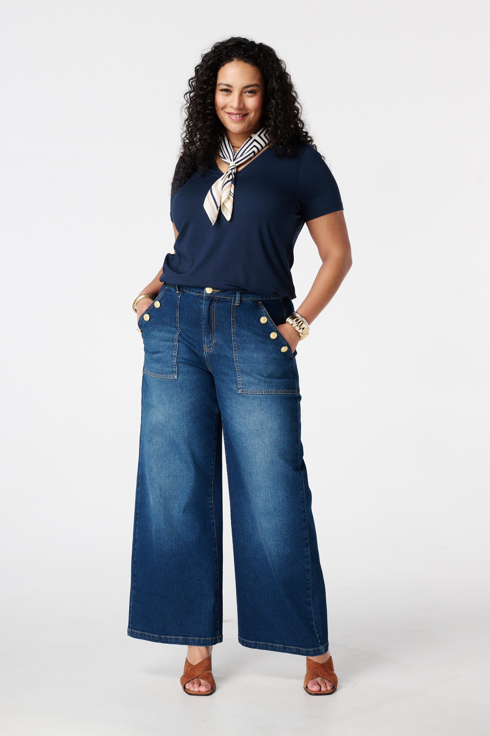 T-shirt met V-hals image number 3