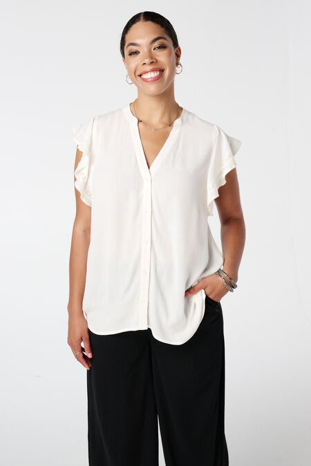 Blouse met v-hals en knoopsluiting Blouse met v-hals en knoopsluiting
