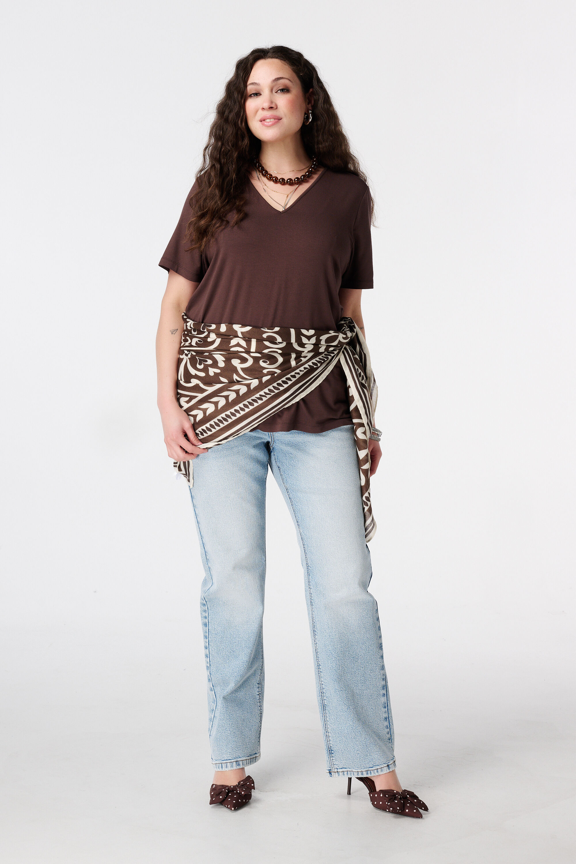 T-shirt met V-hals image number 5