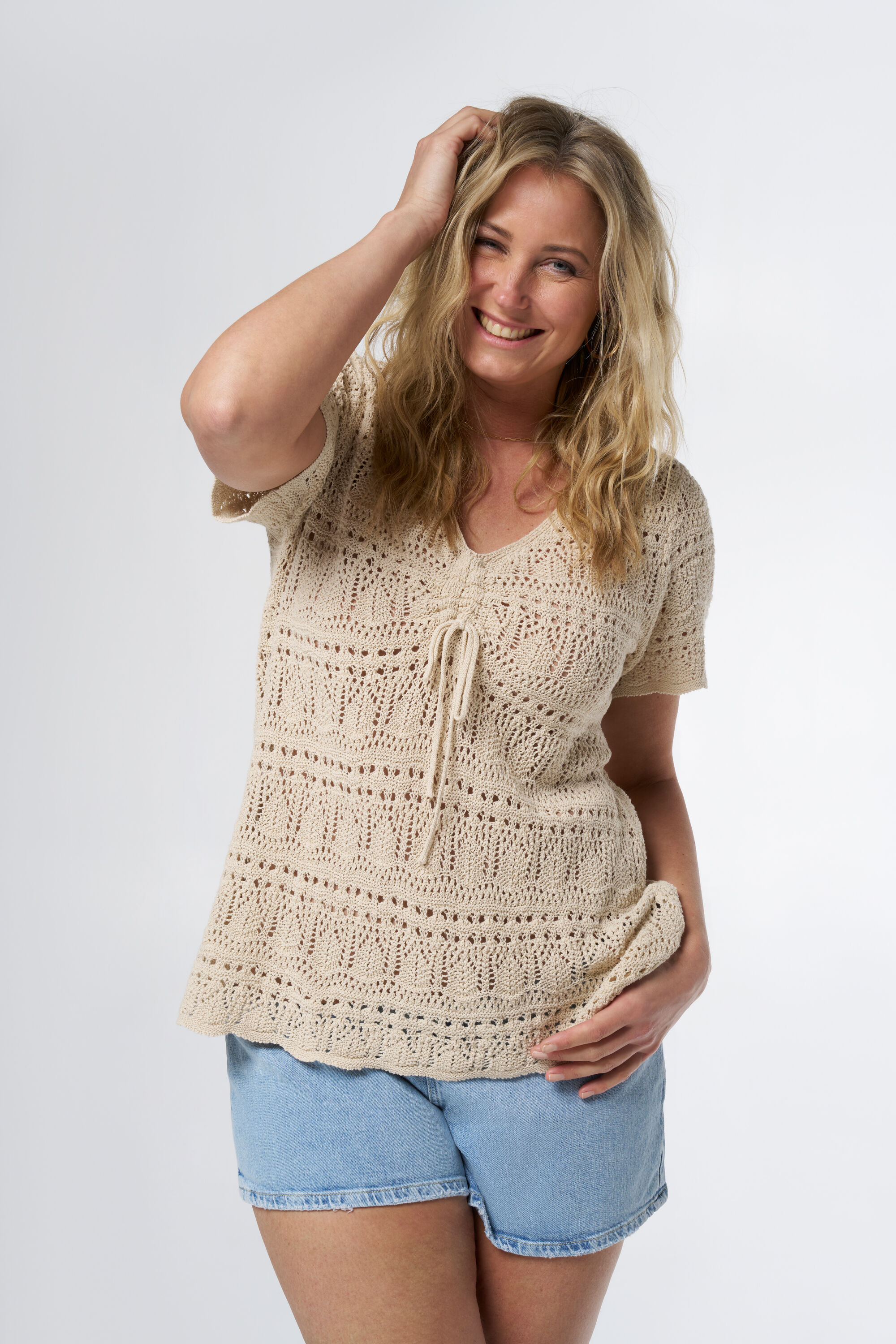 Gehaakte top met strikdetail image number 5