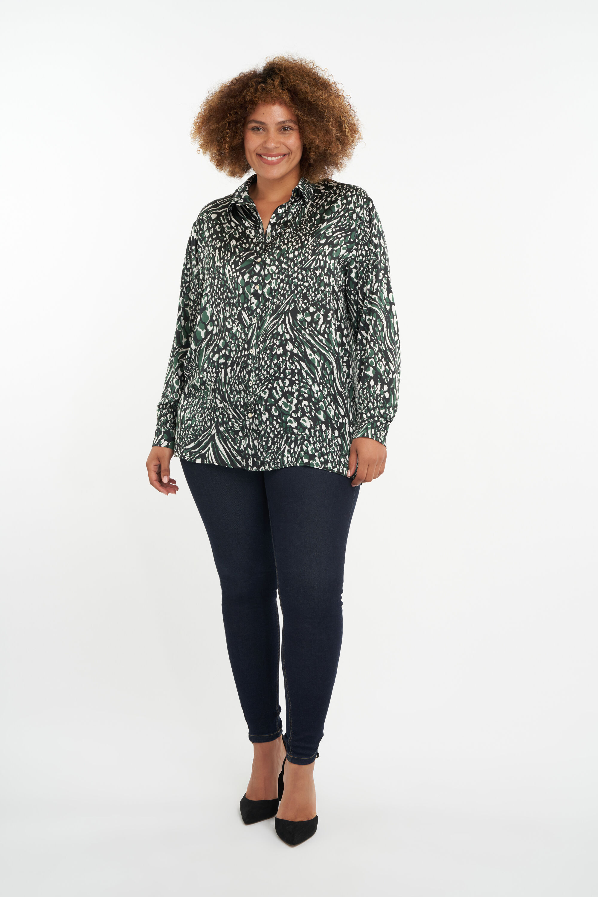 Satijnen blouse met print image number 5