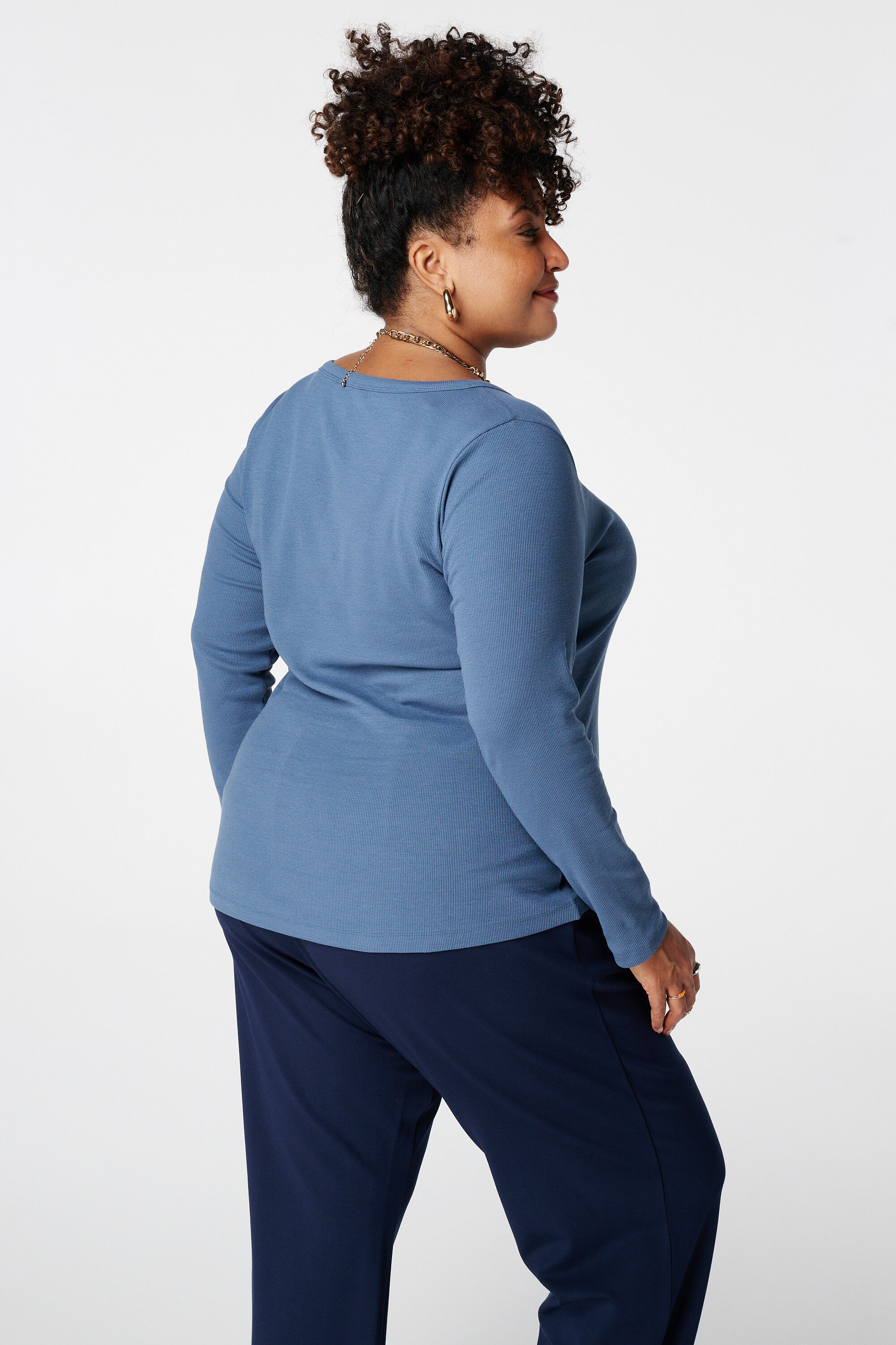 Geribde top met lange mouwen image number 3