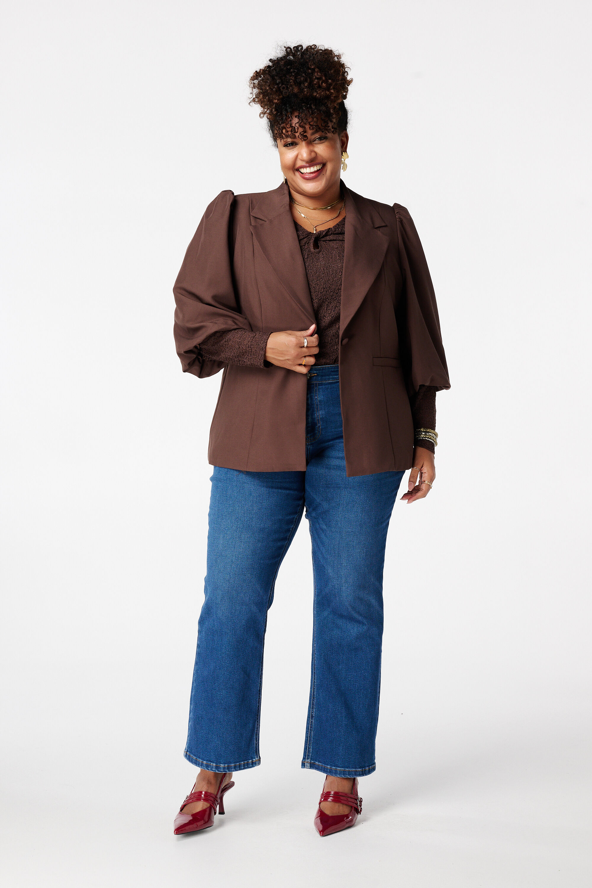 Blazer met korte pofmouw image number 5