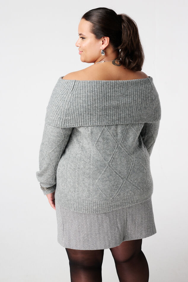 Off-shoulder trui met kabelpatroon image number 3